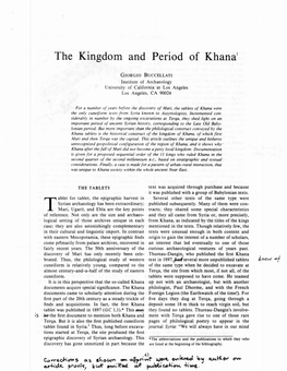 The Kingdom and Period of Khana1