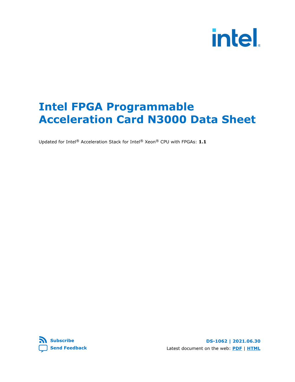 Intel FPGA Programmable Acceleration Card N3000 Data Sheet