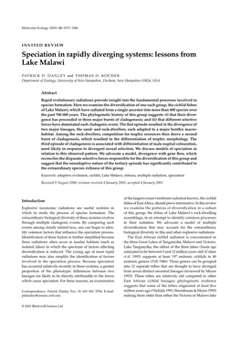 Speciation in Rapidly Diverging Systems: Lessons from Lake Malawi