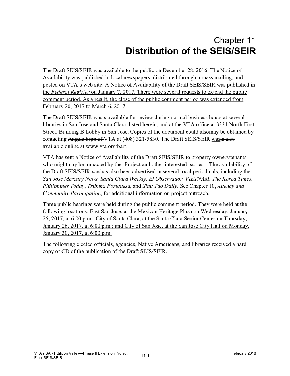 VTA's BART Silicon Valley—Phase II Extension Project Final SEIS/SEIR