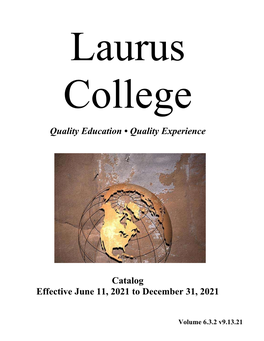 Quality Education • Quality Experience Catalog Effective June 11, 2021 To