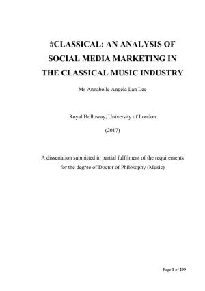 An Analysis of Social Media Marketing in the Classical Music Industry