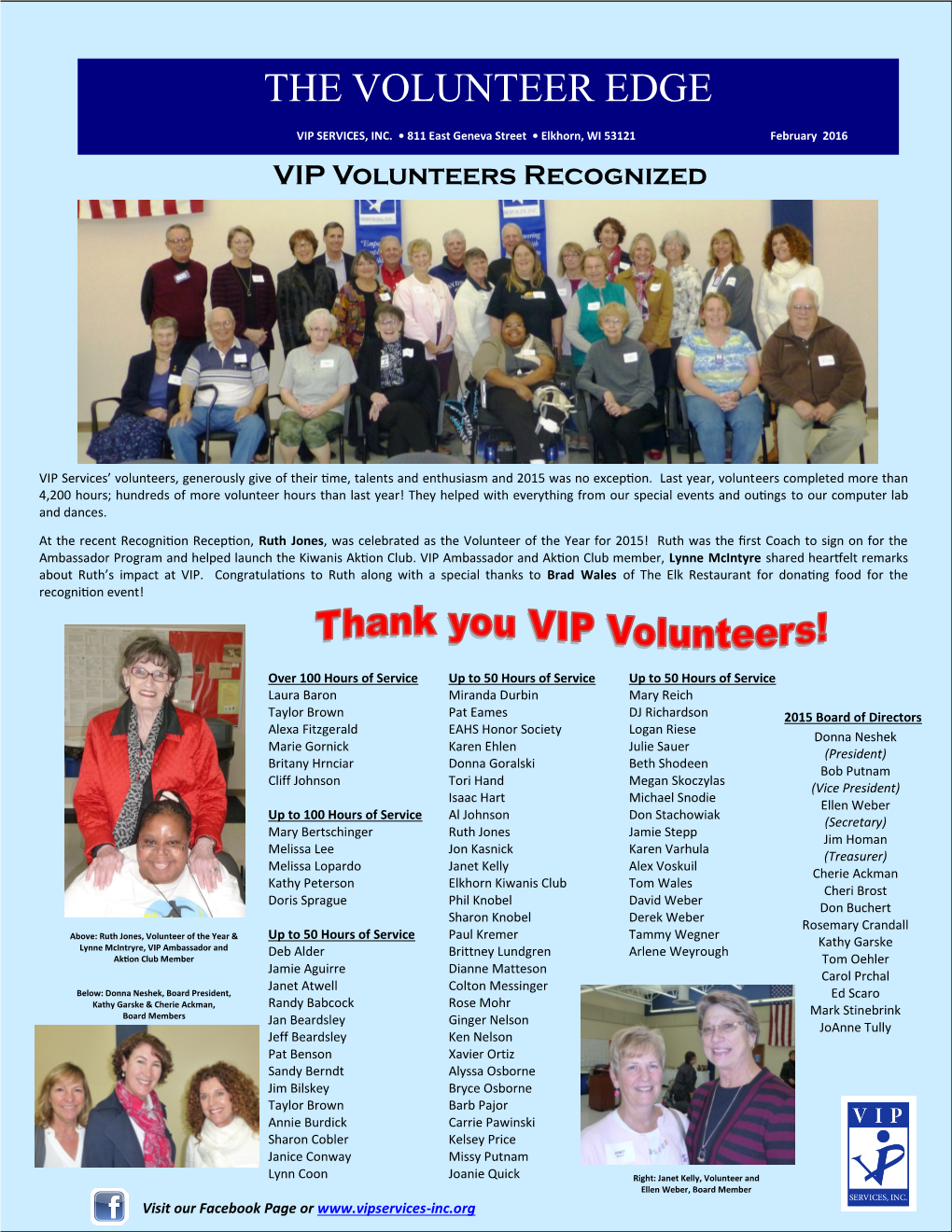 VIP Services Volunteer Newsletter