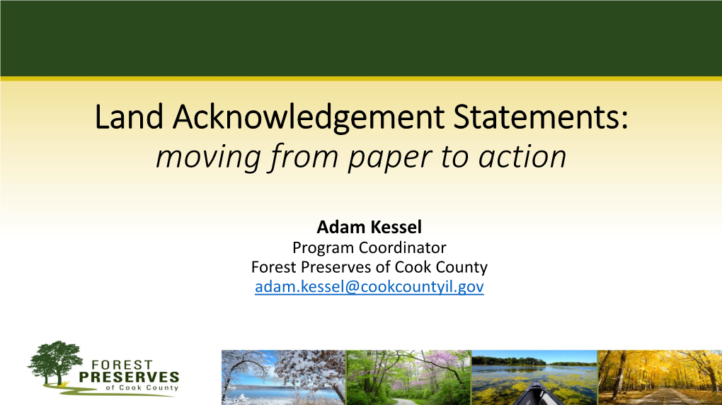 Land Acknowledgement Statements: Moving from Paper to Action