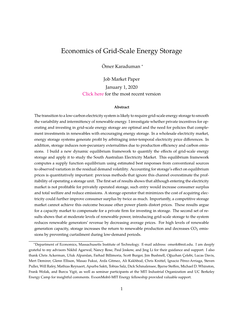 Economics of Grid-Scale Energy Storage