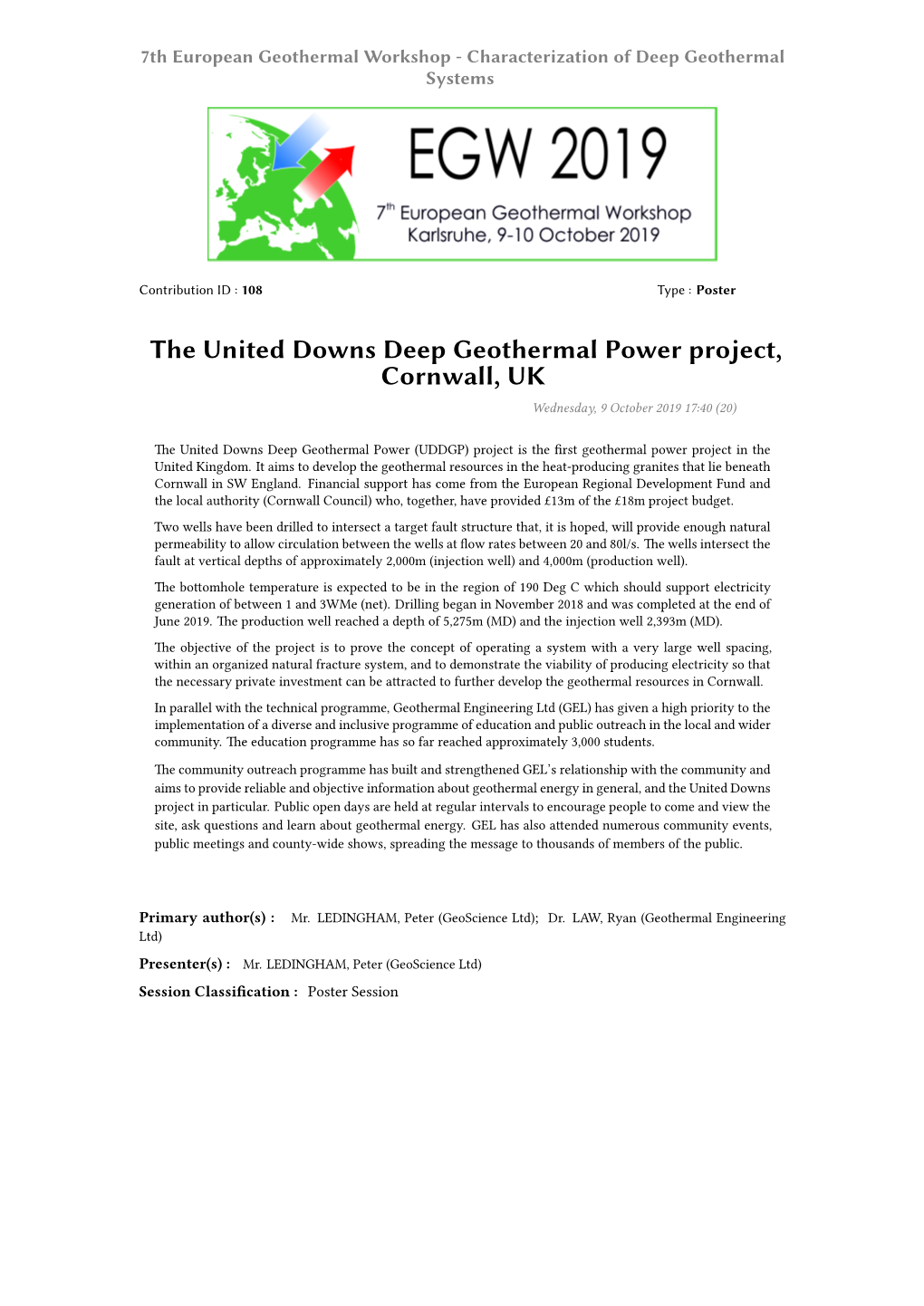 The United Downs Deep Geothermal Power Project, Cornwall, UK Wednesday, 9 October 2019 17:40 (20)