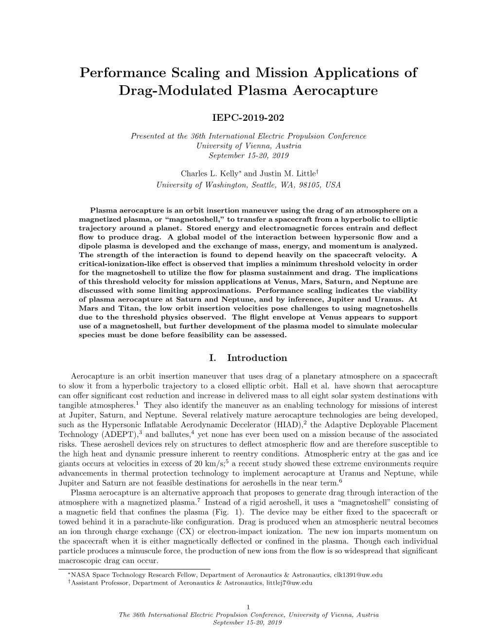 Performance Scaling and Mission Applications of Drag-Modulated Plasma Aerocapture