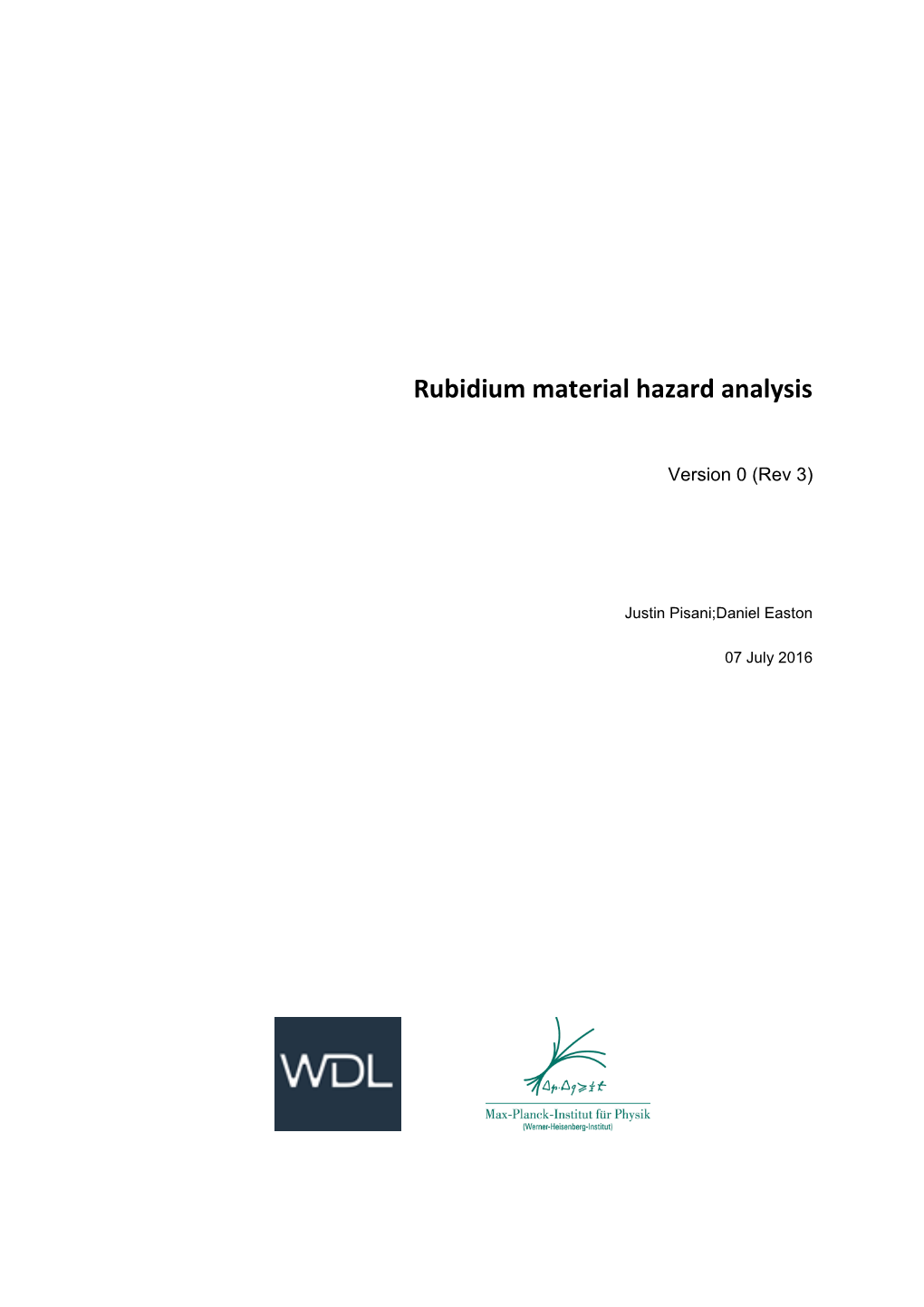 Rubidium Material Hazard Analysis