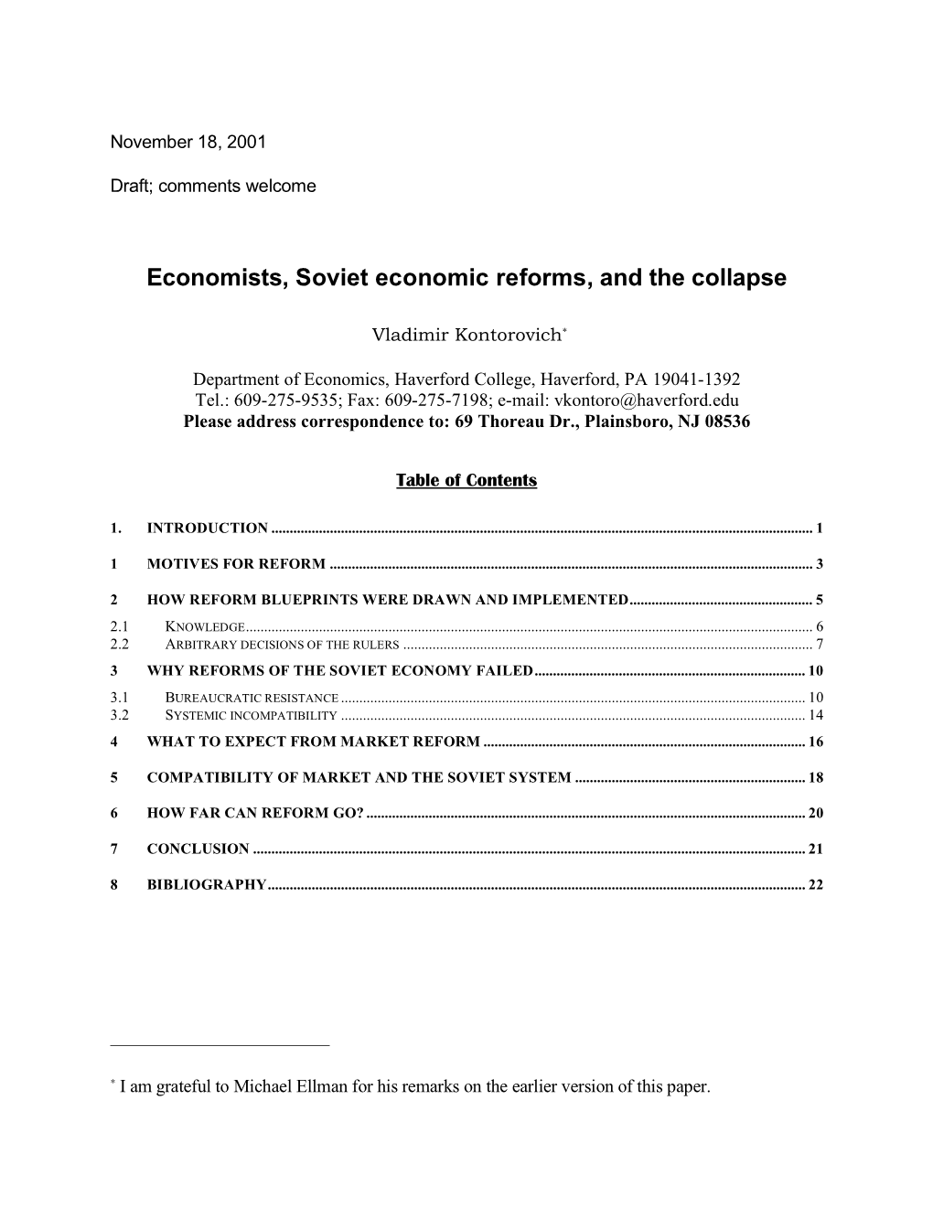 Economists, Soviet Economic Reforms, and the Collapse