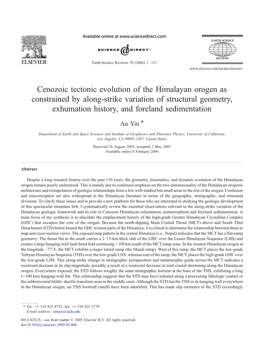 Cenozoic Tectonic Evolution of the Himalayan Orogen As Constrained by Along-Strike Variation of Structural Geometry, Exhumation History, and Foreland Sedimentation