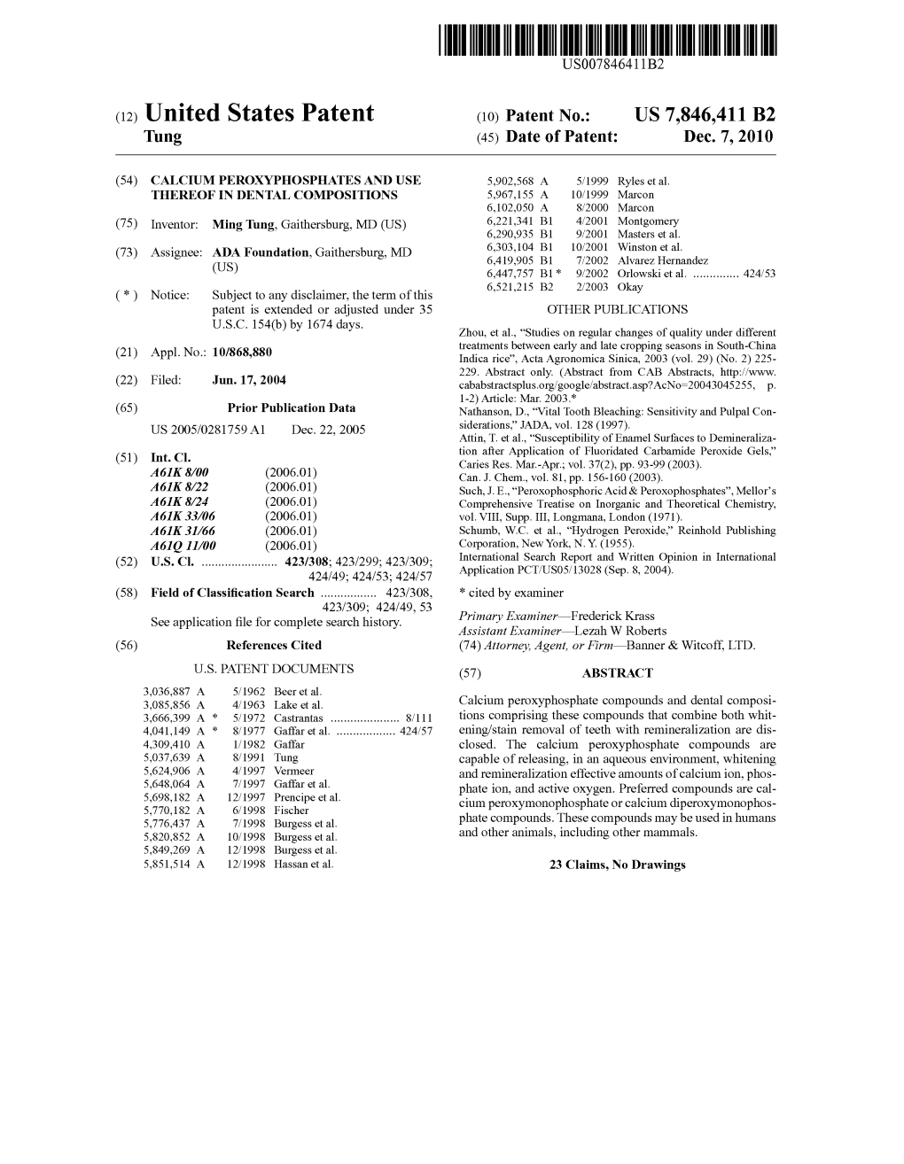 (12) United States Patent (10) Patent No.: US 7,846,411 B2 Tung (45) Date of Patent: Dec