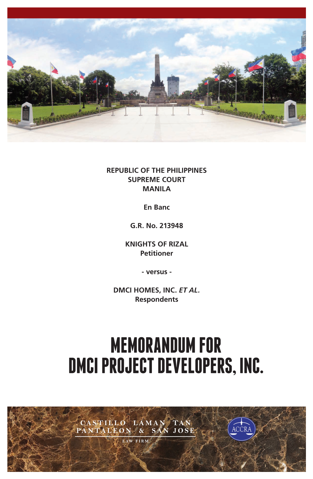 Memorandum for Dmci Project Developers, Inc