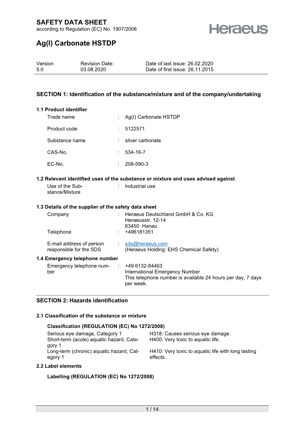 Ag(I) Carbonate HSTDP