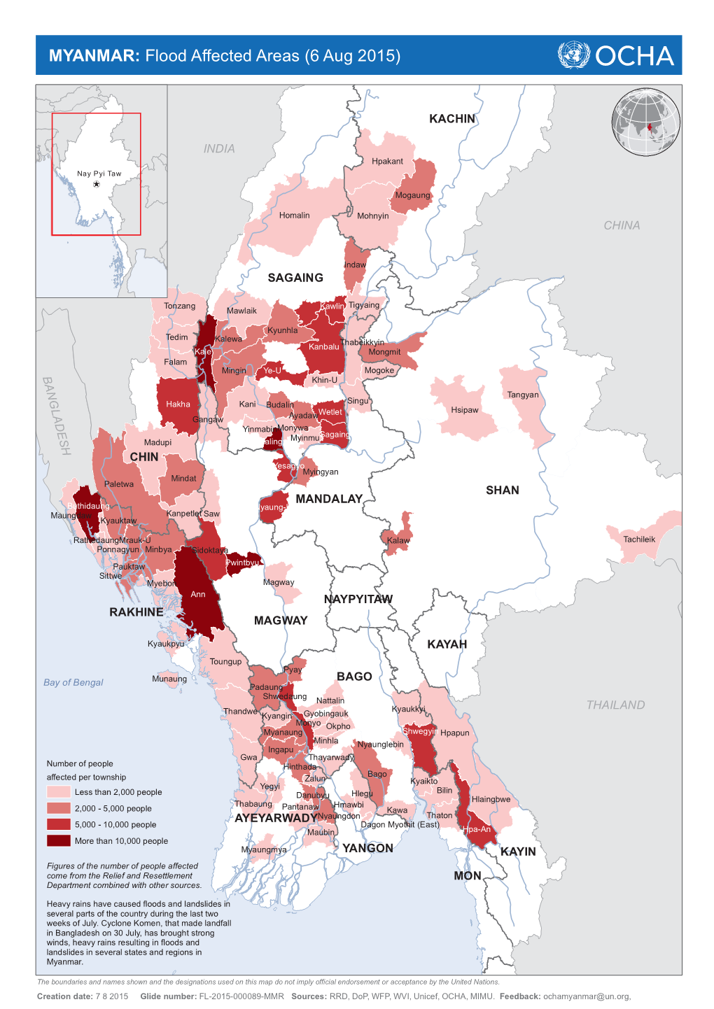 MYANMAR: Flood Affected Areas (6 Aug 2015)