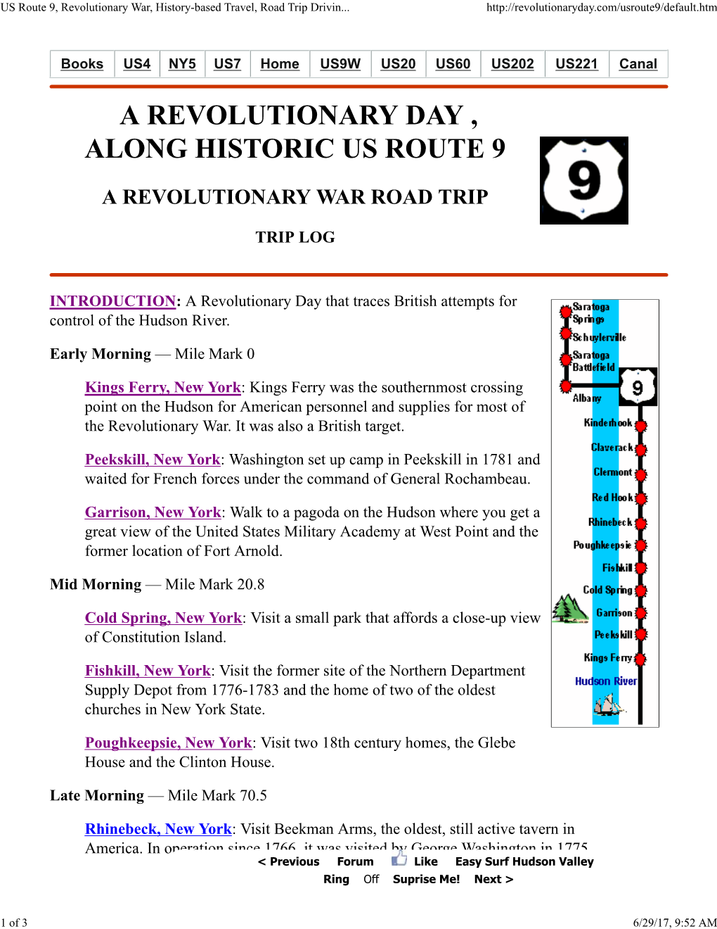 US Route 9, Revolutionary War, History-Based Travel, Road Trip Drivin