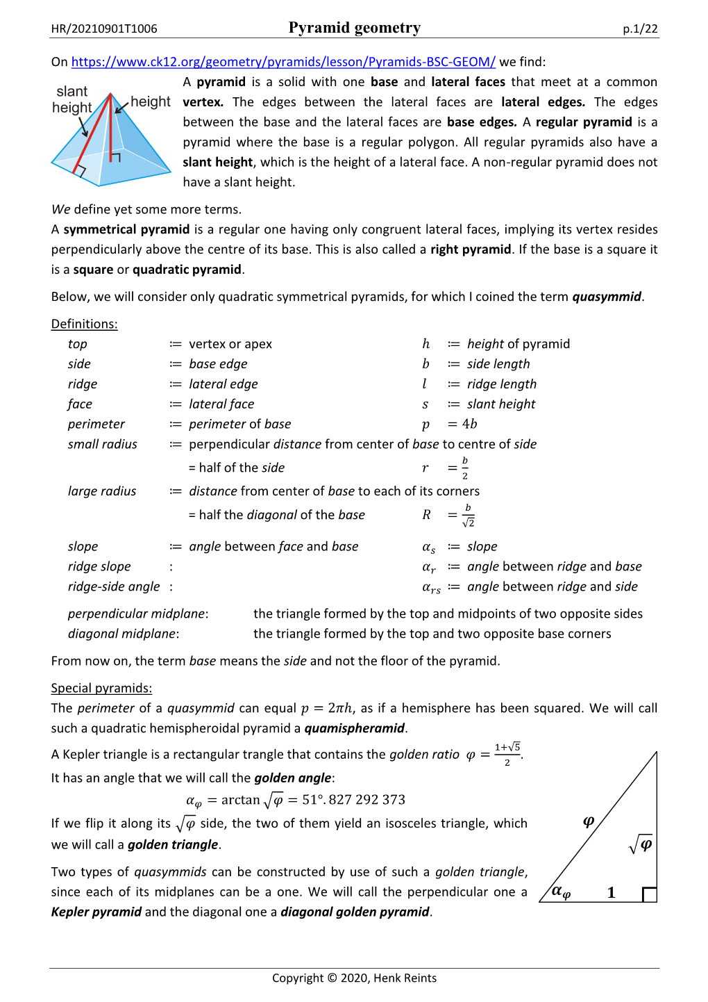 Pyramid Geometry P.1/22