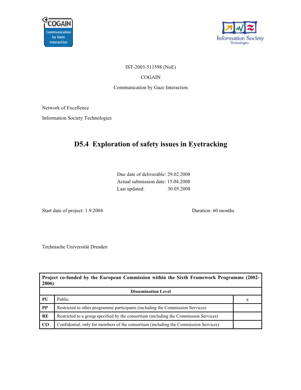 D5.4 Exploration of Safety Issues in Eyetracking