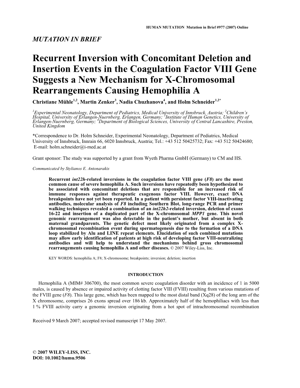 Recurrent Inversion with Concomitant Deletion and Insertion Events in The