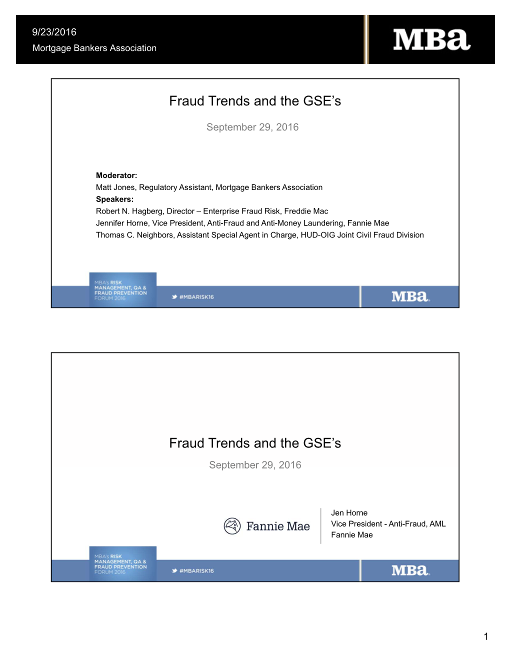 Fraud Trends and the GSE's Fraud