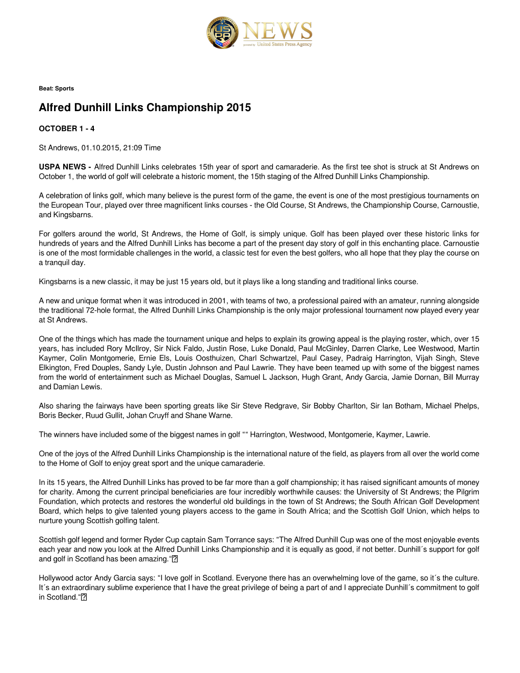 Alfred Dunhill Links Championship 2015