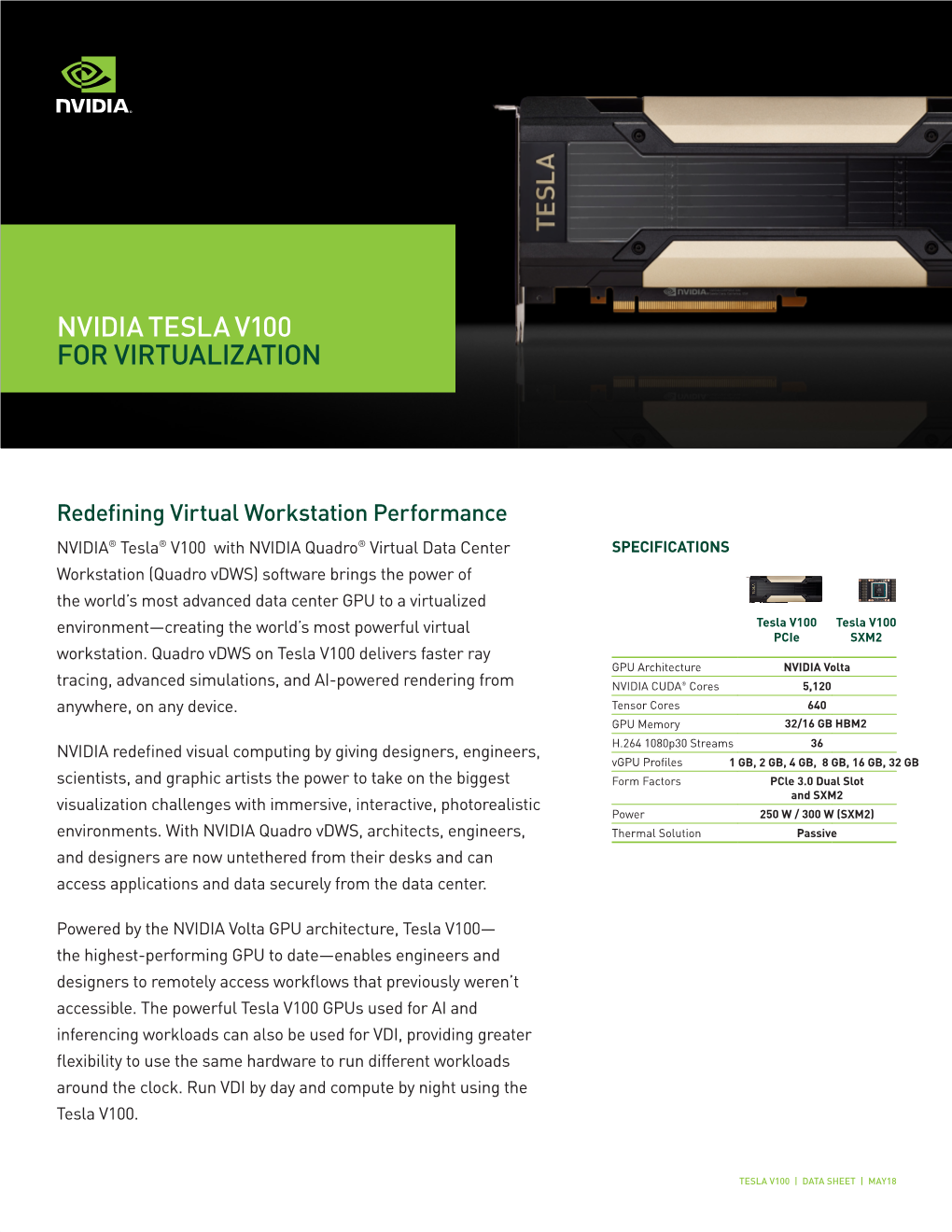 Nvidia Tesla V100 for Virtualization