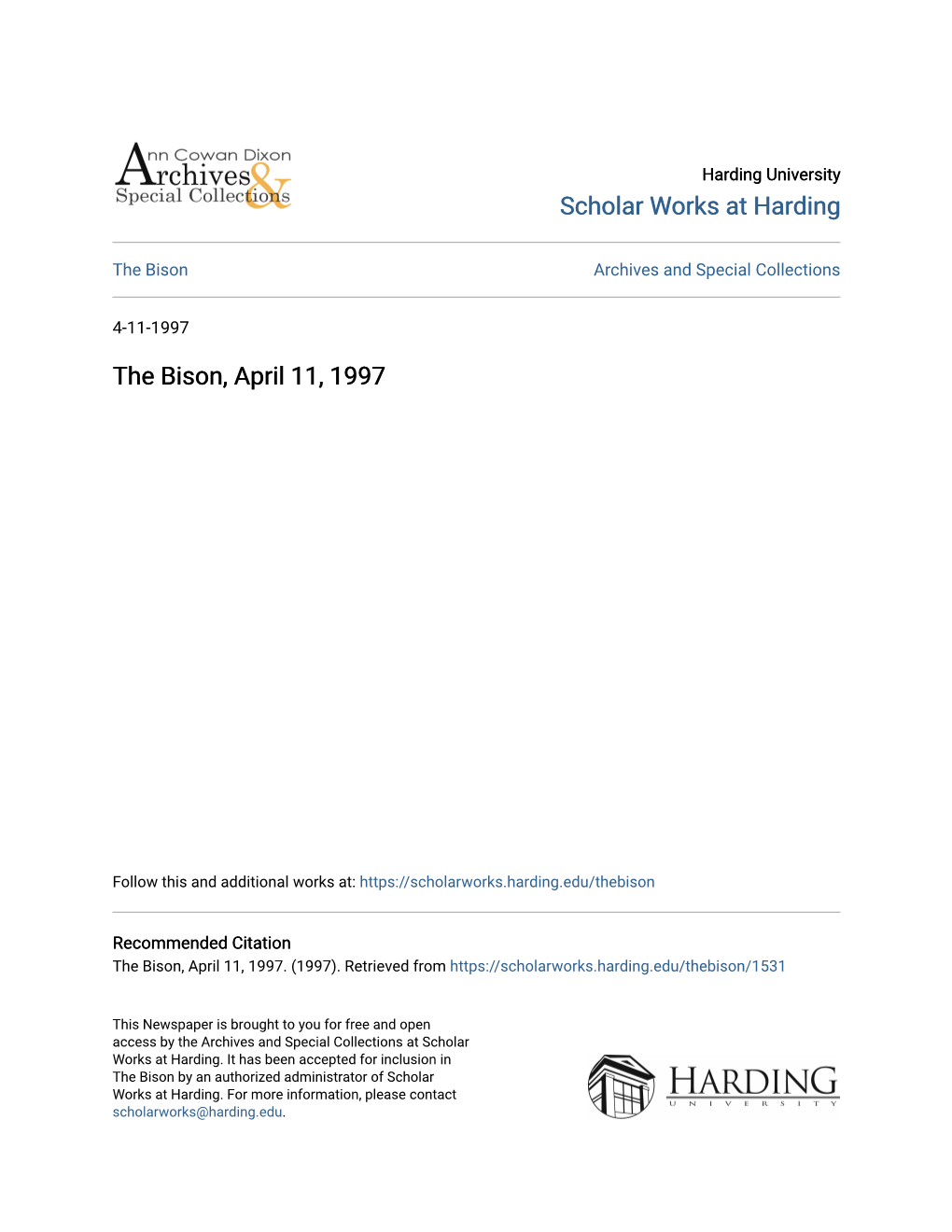 Bison Archives and Special Collections