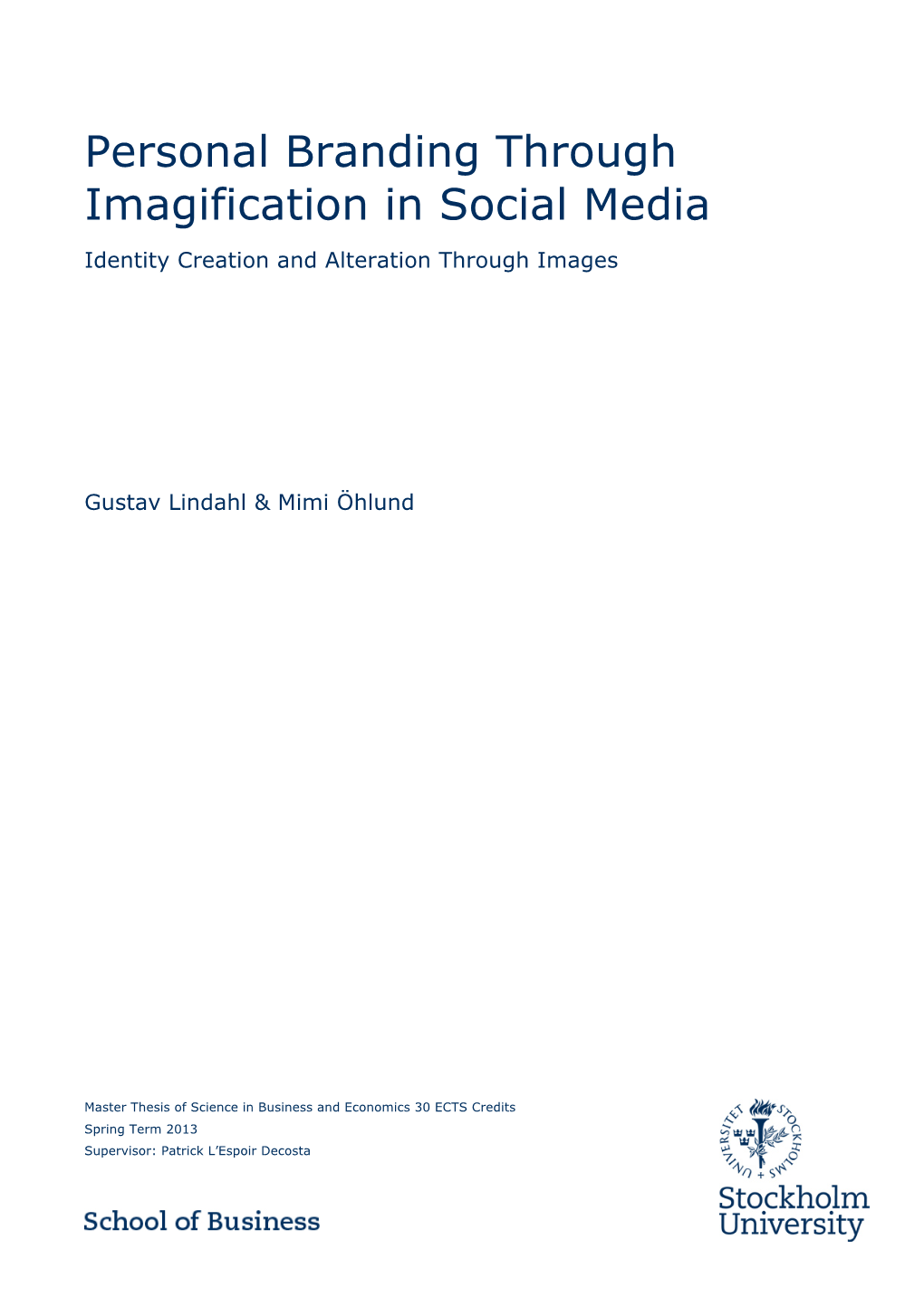 Personal Branding Through Imagification in Social Media