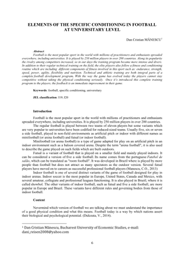 Elements of the Specific Conditioning in Football at Universitary Level