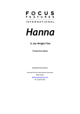 Hanna a Joe Wright Film