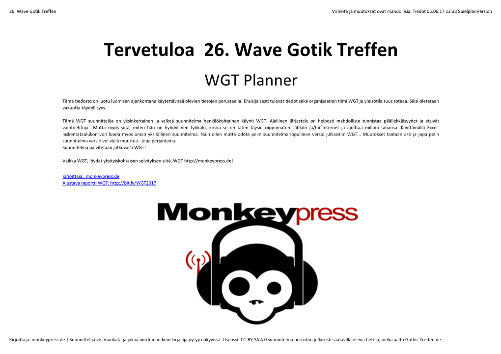 Tervetuloa 26. Wave Gotik Treffen WGT Planner