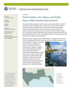 Destin Harbor, Joe's Bayou, and Indian Bayou Water Quality