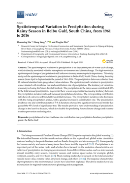 Spatiotemporal Variation in Precipitation During Rainy Season in Beibu Gulf, South China, from 1961 to 2016