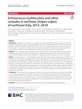 Echinococcus Multilocularis and Other Cestodes in Red Foxes