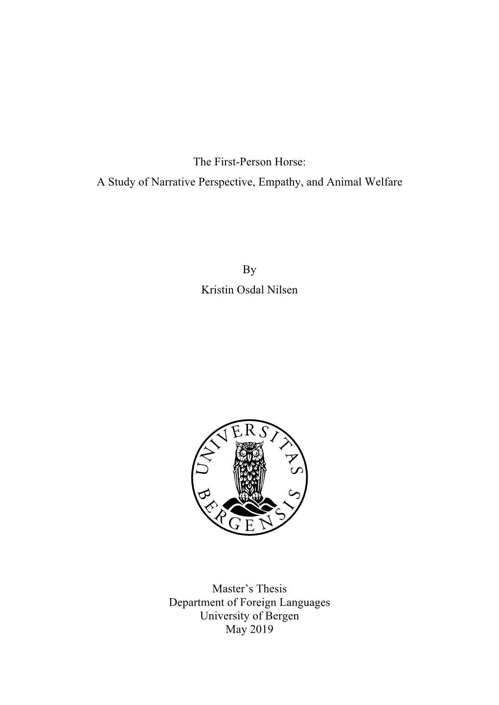 The First-Person Horse: a Study of Narrative Perspective, Empathy, and Animal Welfare