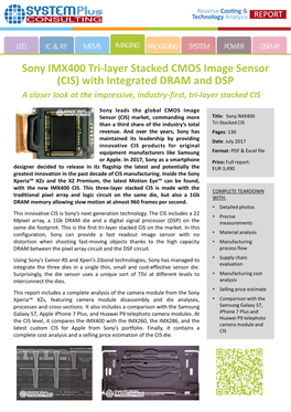 Sony IMX400 Tri-Layer Stacked CMOS Image Sensor (CIS) with Integrated DRAM and DSP a Closer Look at the Impressive, Industry-First, Tri-Layer Stacked CIS