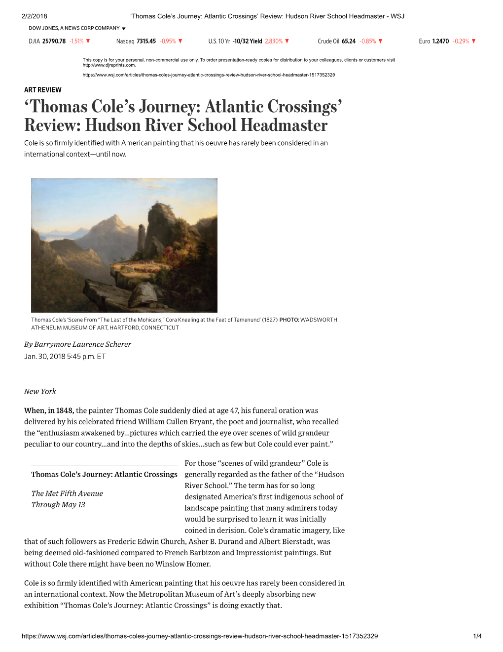 'Thomas Cole's Journey: Atlantic Crossings'