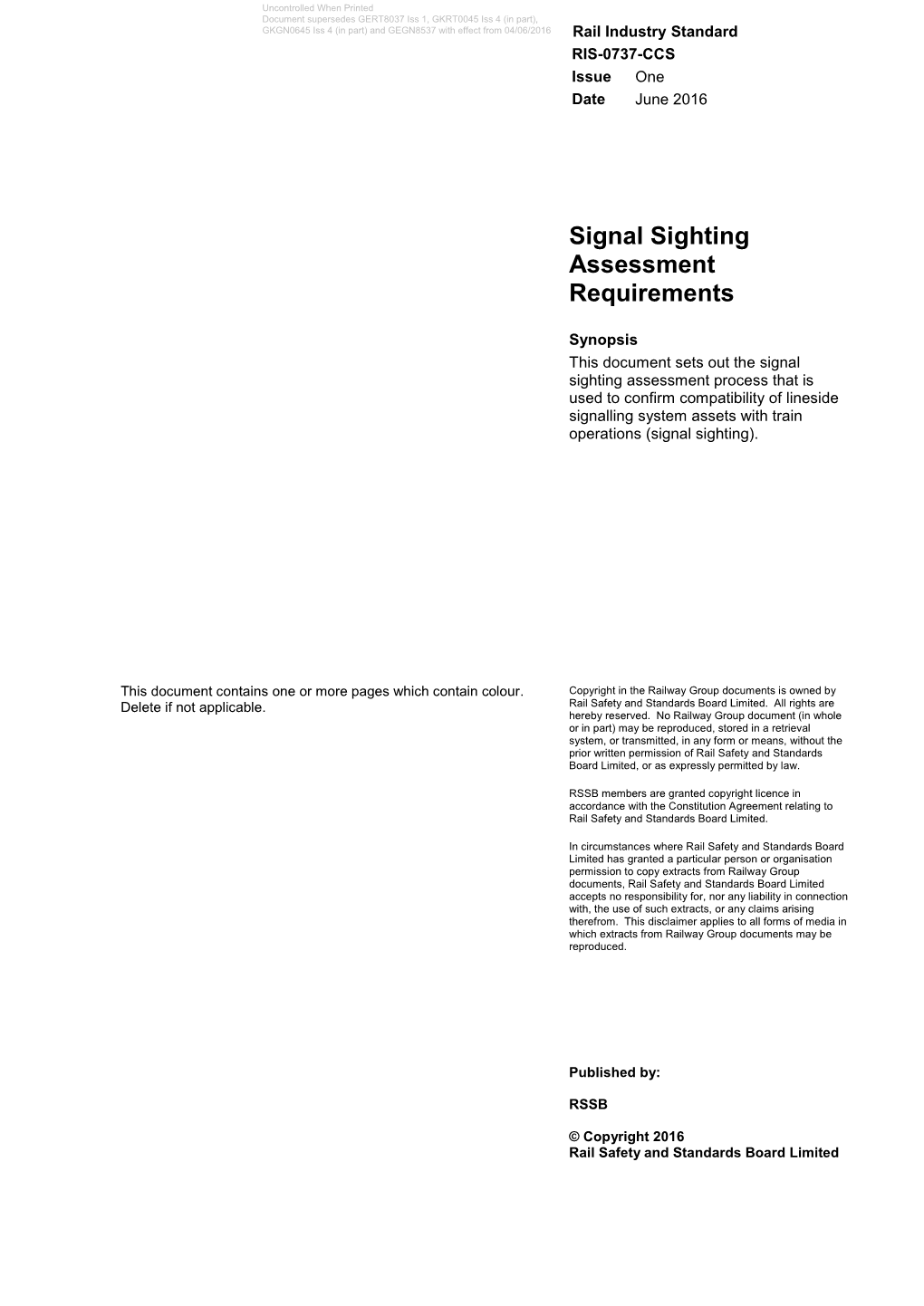 RIS-0737-CCS. Signal Sighting Assessment Requirements. 2016
