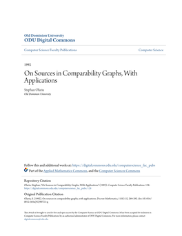 On Sources in Comparability Graphs, with Applications Stephan Olariu Old Dominion University