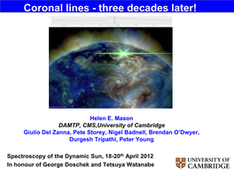 Coronal Lines - Three Decades Later!