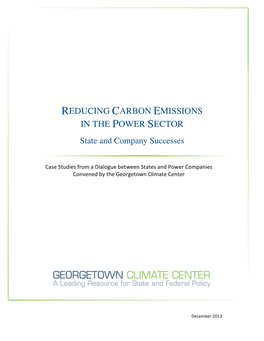 REDUCING CARBON EMISSIONS in the POWER SECTOR State and Company Successes