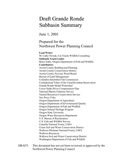 Template for Subbasin Summaries