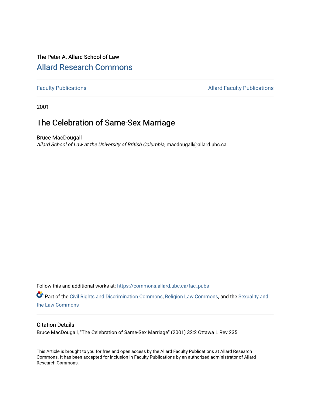 The Celebration of Same-Sex Marriage