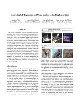 Separating Self-Expression and Visual Content in Hashtag Supervision