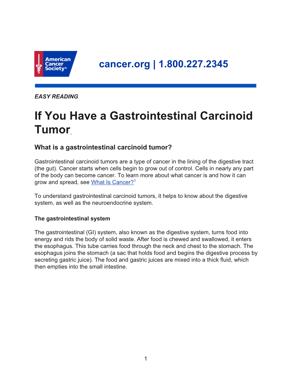 If You Have a Gastrointestinal Carcinoid Tumor