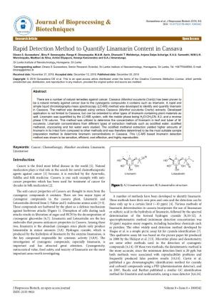 Rapid Detection Method to Quantify Linamarin Content in Cassava Dinara S
