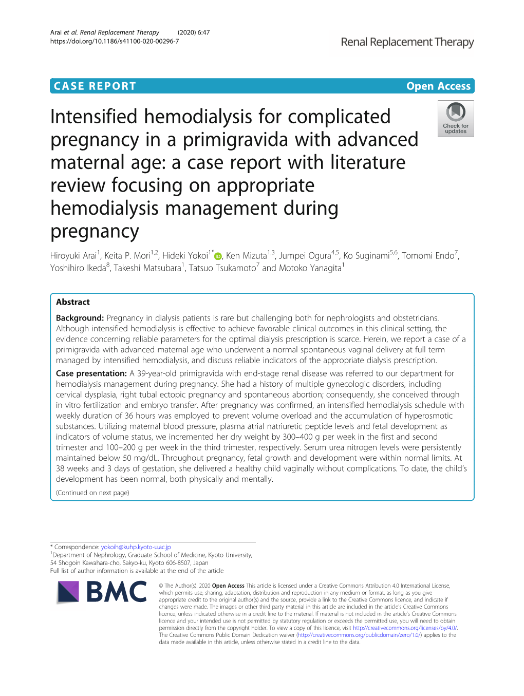 Intensified Hemodialysis for Complicated Pregnancy in A