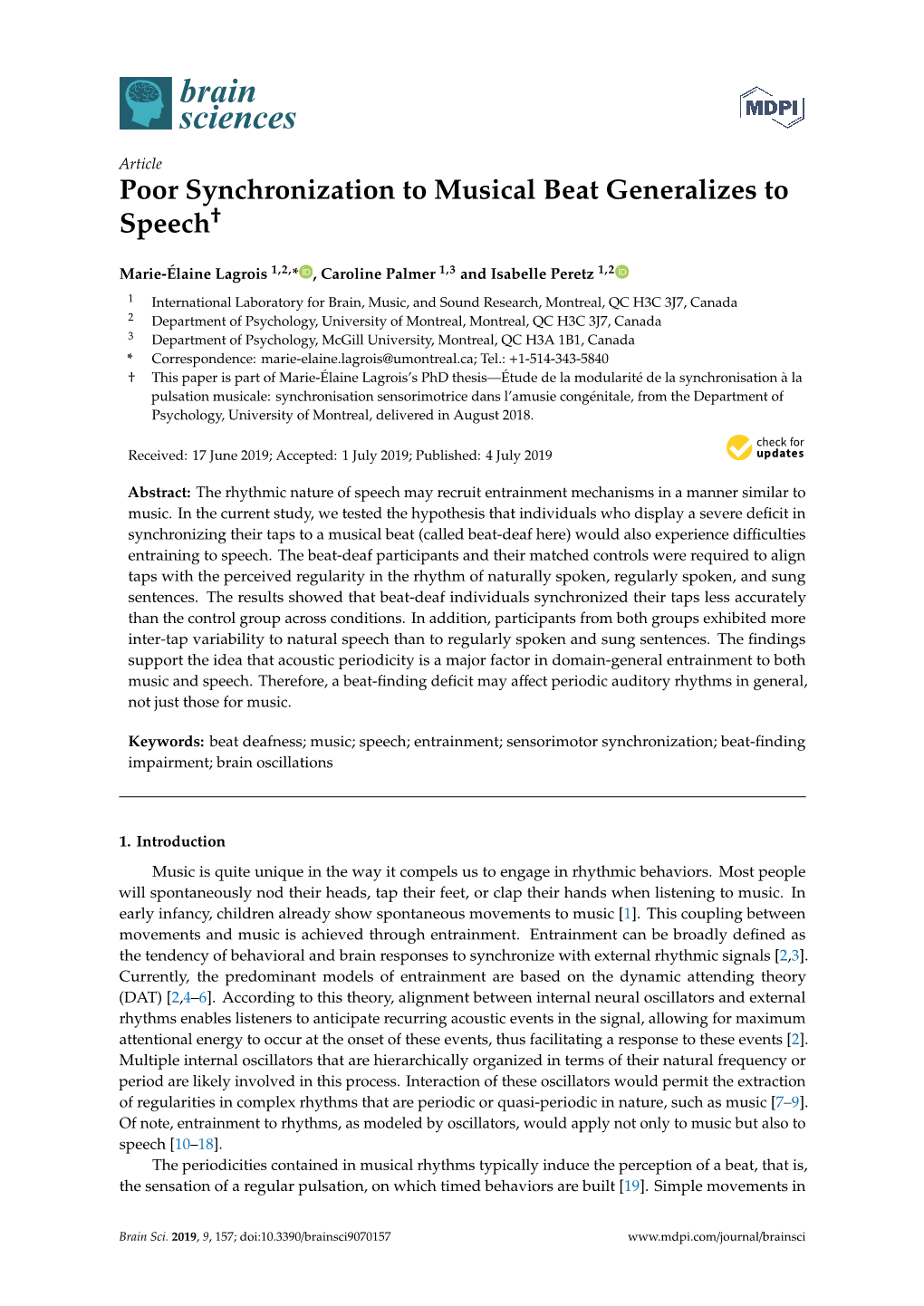 Poor Synchronization to Musical Beat Generalizes to Speech