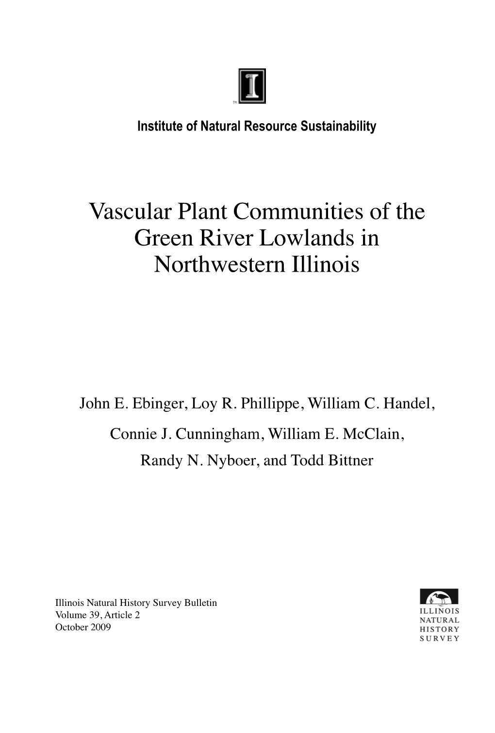 Vascular Plant Communities of the Green River Lowlands in Northwestern Illinois