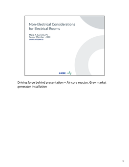 Non-Electrical Considerations for Electrical Rooms