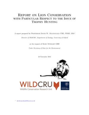 Report on Lion Conservation, 2016